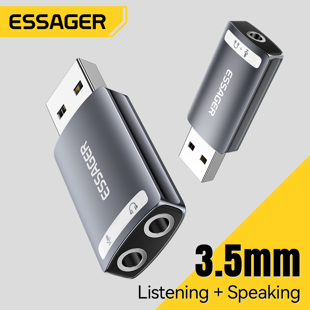 Usb Sound Card External - Essager USB كارت الصوت الخارجية 3.5