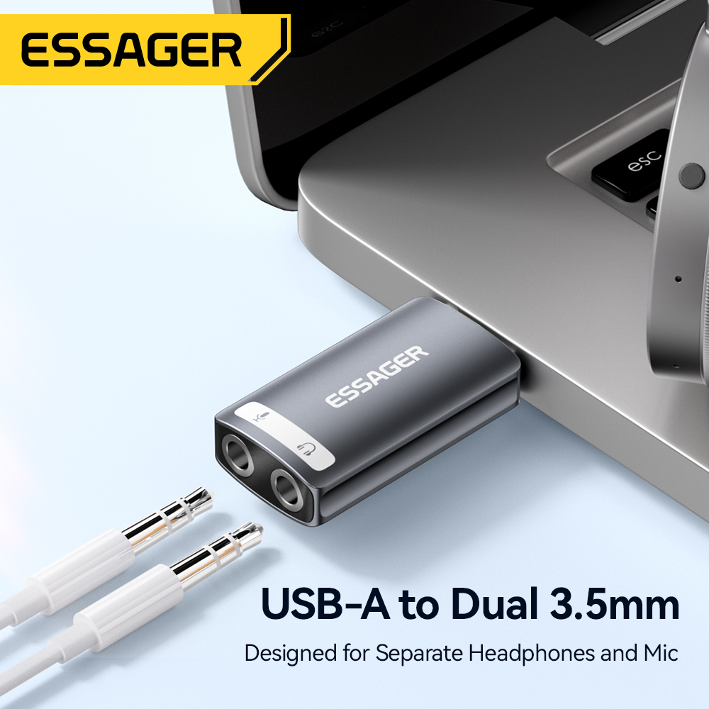 Essager USB كارت الصوت الخارجي - مراجعة Usb Sound Card External وسعره